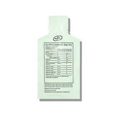 Supplement facts label on a green bottle with a white background