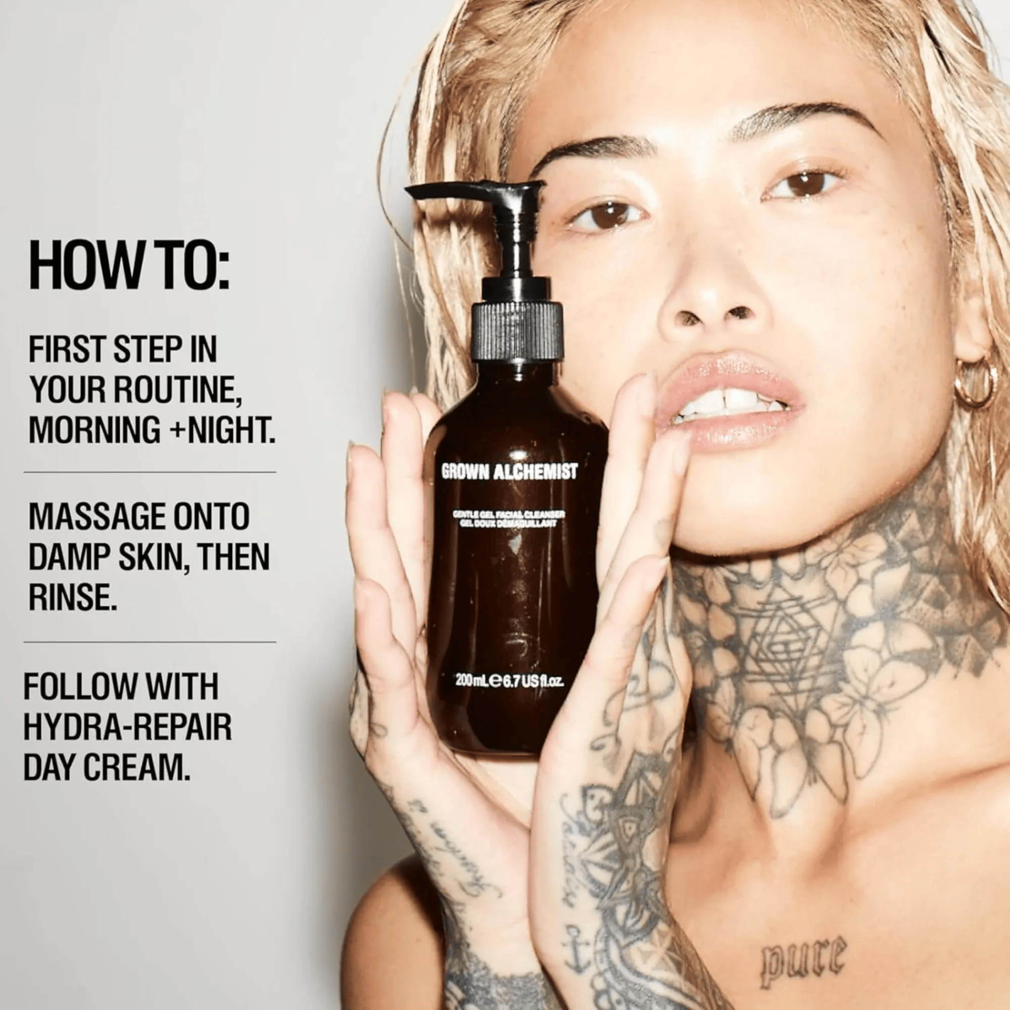 Grown Alchemist Gentle Facial Cleanser How to Use shop at Exclusive Beauty Club