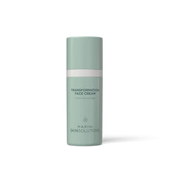 Green face cream bottle labeled 'Transformation Face Cream' by Marini Skinsolutions on a white background