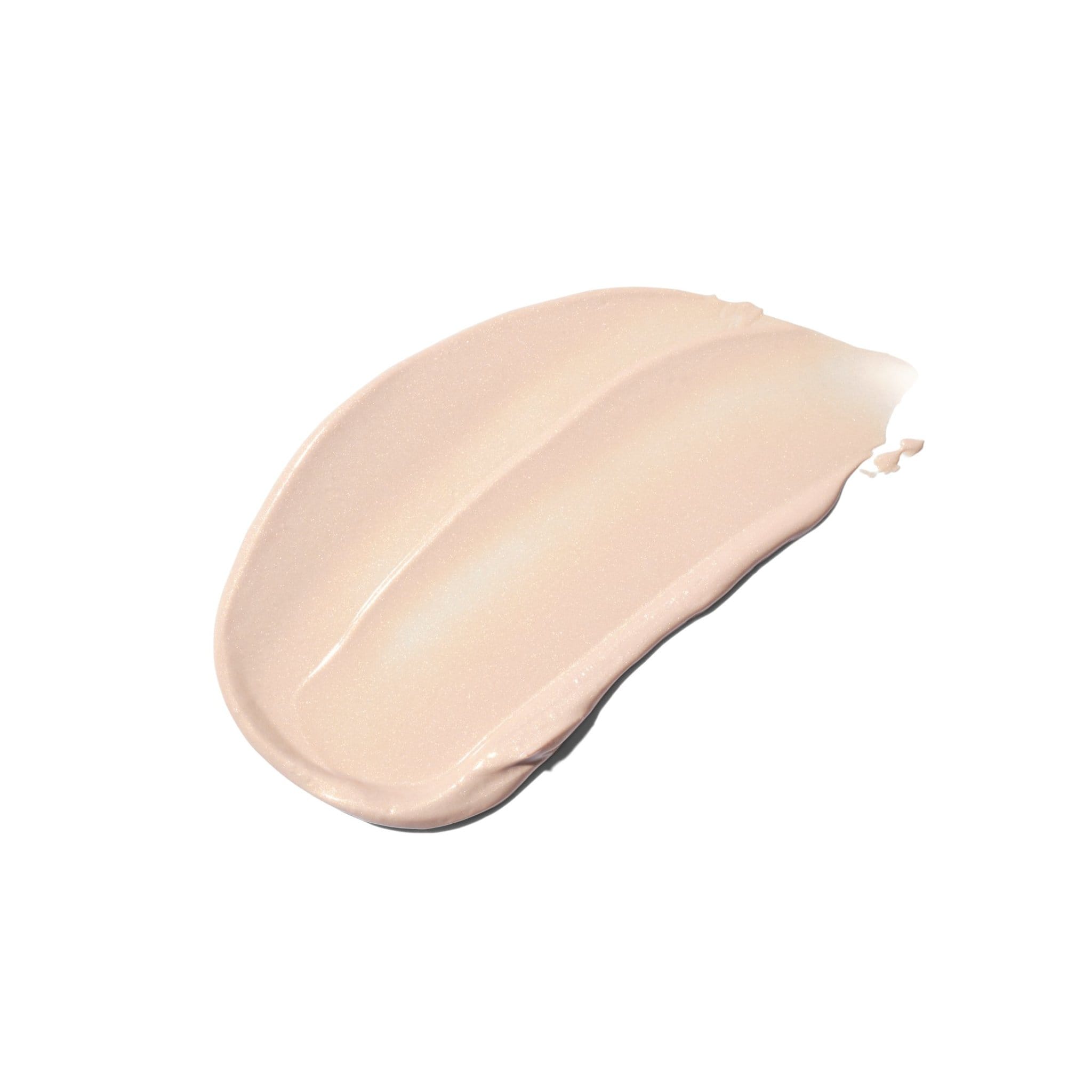 Shimmery peach-toned mineral body sunscreen glow swatch texture on white background