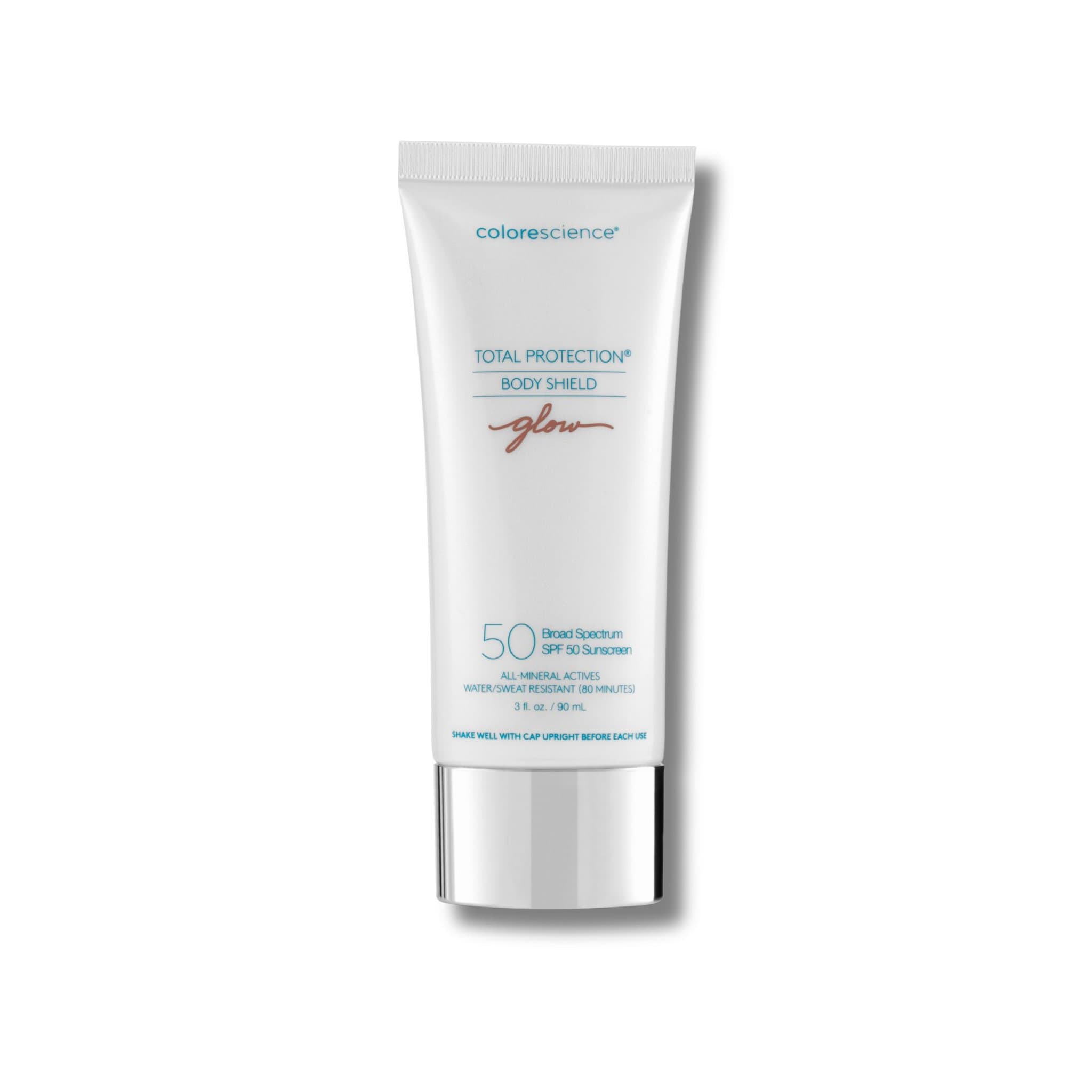 Colorescience Total Protection Body Shield Glow SPF 50 broad spectrum mineral sunscreen tube