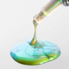 Cosmedix Eye Doctor eye treatment gel dripping in iridescent swirl