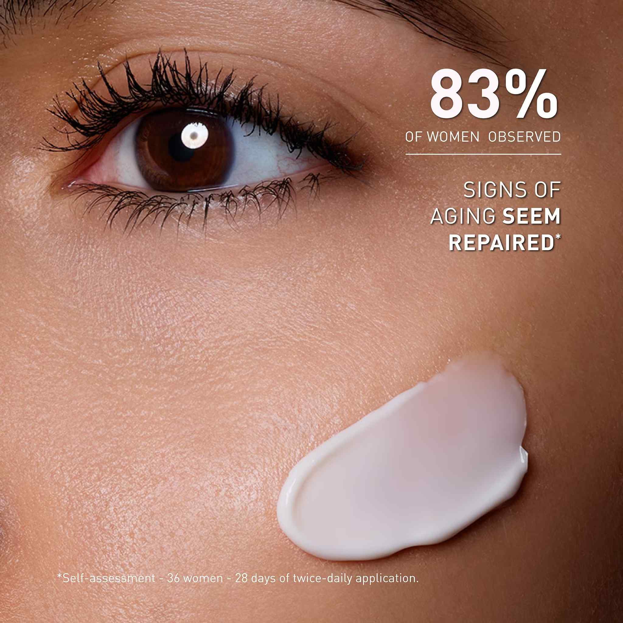 Filorga Global-Repair Advanced Cream 83 percent of women observed signs of aging seem repaired cream applied to skin