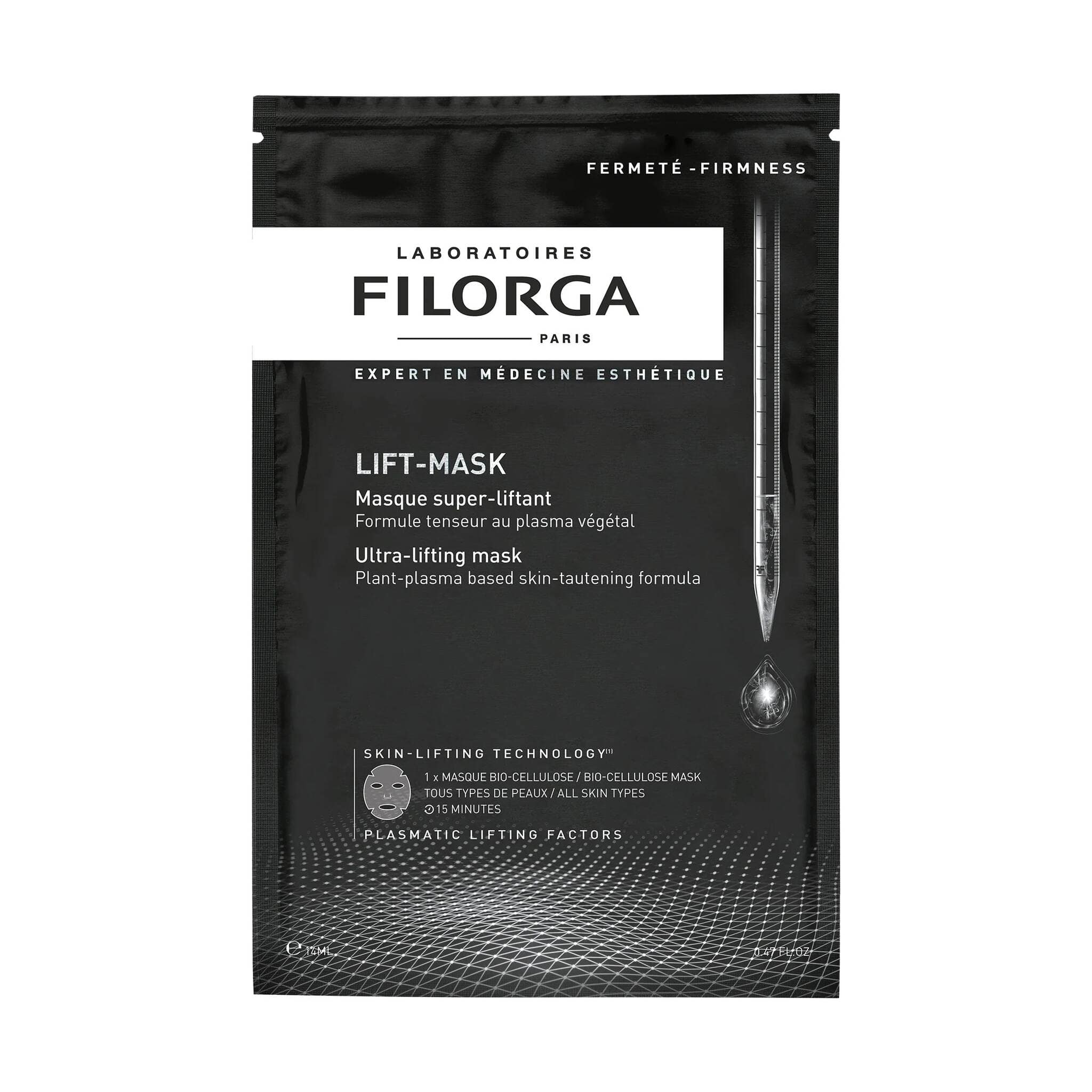Filorga Lift-Mask firming bio-cellulose sheet mask black foil packet ultra-lifting plant-plasma formula all skin types