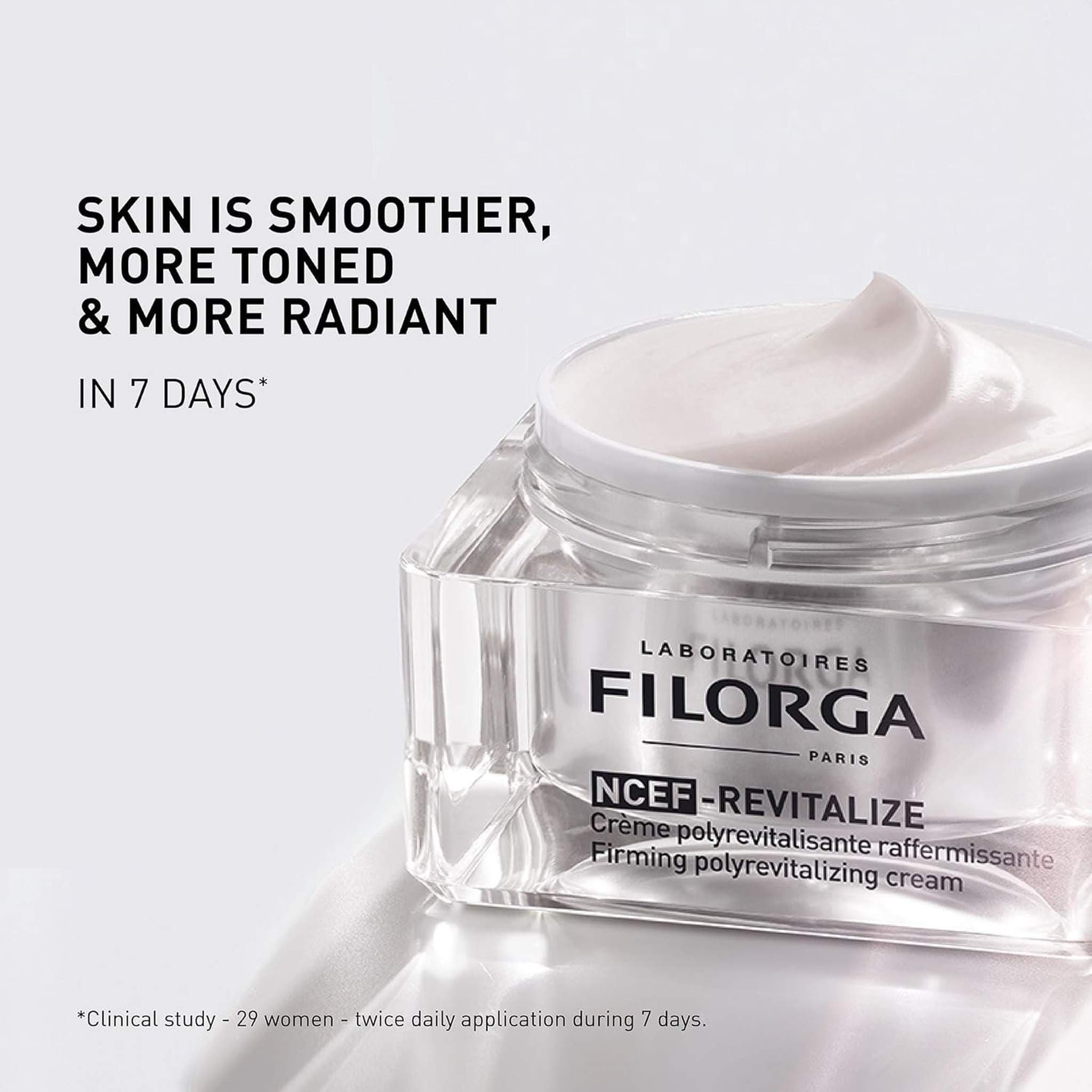 Filorga NCEF-Revitalize results up to 78 percent improved skin tone 50 percent firmness radiance and evenness