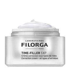 Filorga Time-Filler 5XP wrinkle correction cream open jar showing rich cream texture on white background