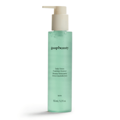 goop Beauty Daily Detox Foaming Cleanser gel-to-foam facial cleanser with malachite, fruit AHAs, and hyaluronic acid for clean refreshed skin. Available at Exclusive Beauty Club.