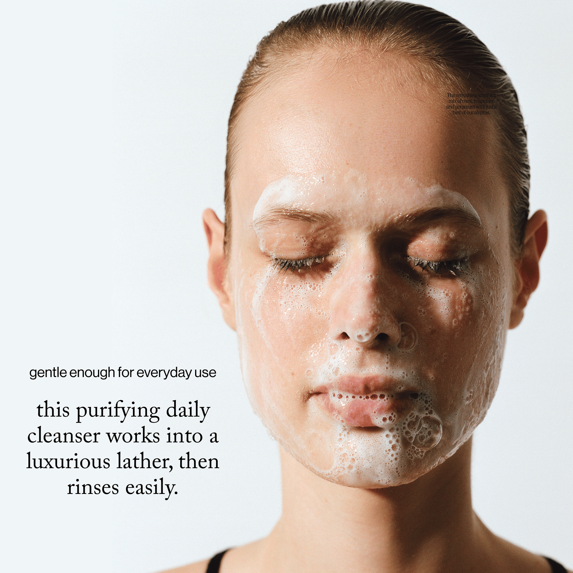 goop Beauty Daily Detox Foaming Cleanser gel-to-foam facial cleanser with malachite, fruit AHAs, and hyaluronic acid for clean refreshed skin. Available at Exclusive Beauty Club.