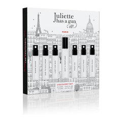 Juliette Has a Gun Discovery Set with seven perfume sample vials in Paris illustrated gift box