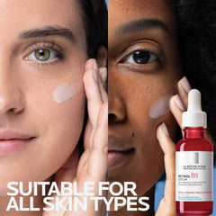 Retinol B3 serum applied on diverse skin tones suitable for all skin types