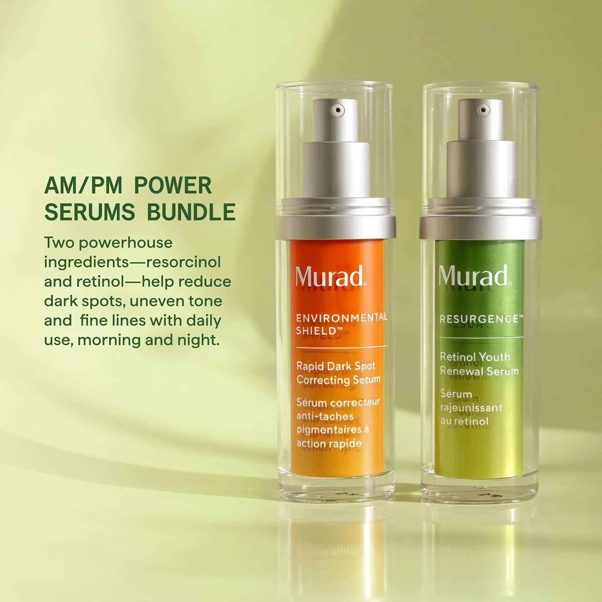 Murad AM PM power serums bundle with resorcinol and retinol
