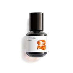 Rationale The Serum number 2 dark glass bottle with orange crystal logo on white background