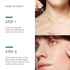 Step by step guide for applying CE Ferulic serum to face and neck