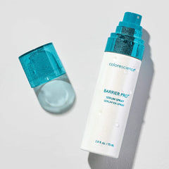 Colorescience Barrier Pro Serum Spray on a light gray background
