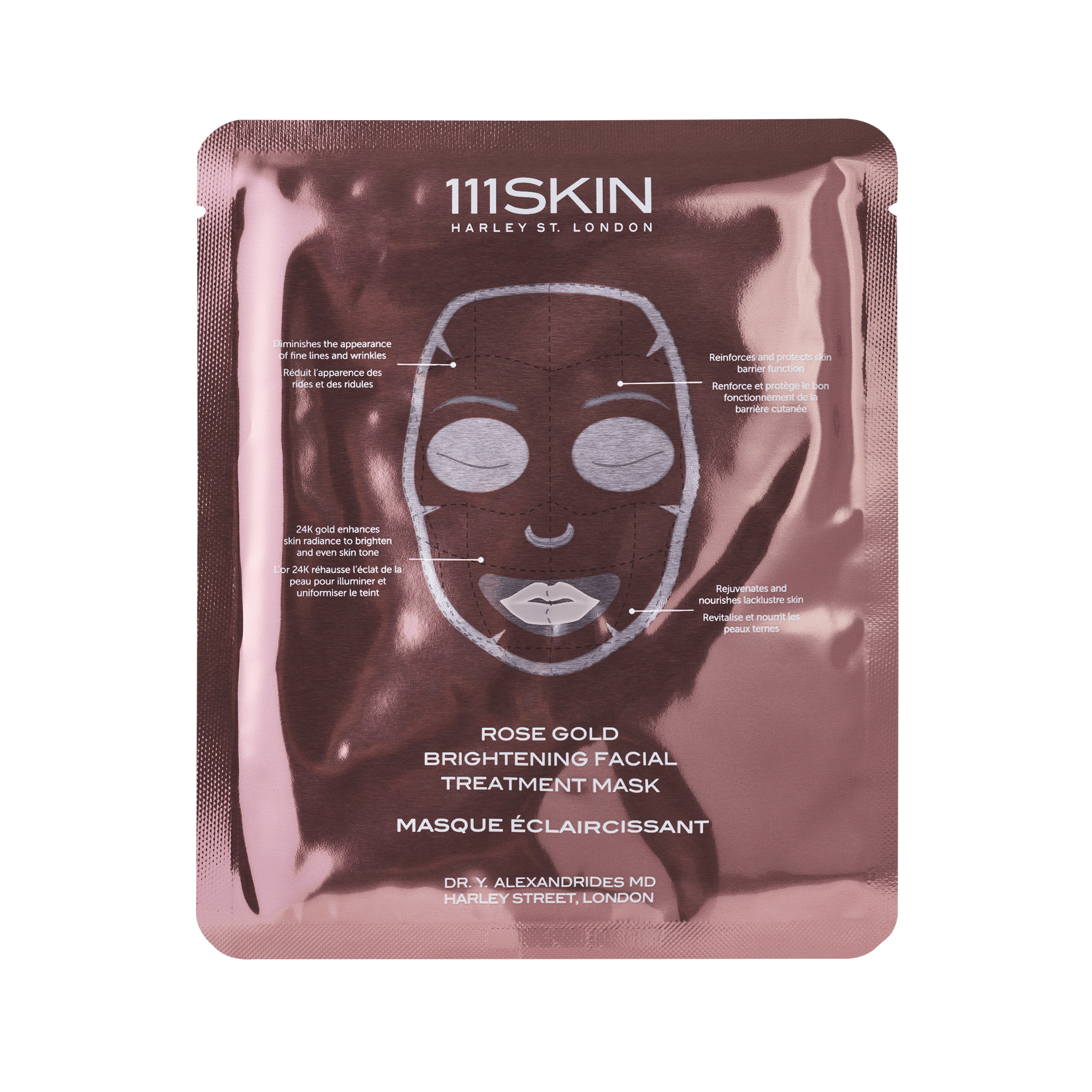 111SKIN Rose Gold Brightening Facial Treatment Mask available at Exclusive Beauty Club for radiant, glowing skin.