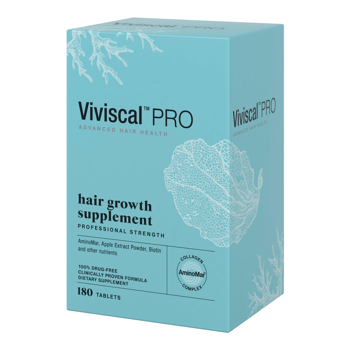 Viviscal Pro hair growth supplement 180 Count box on a white background