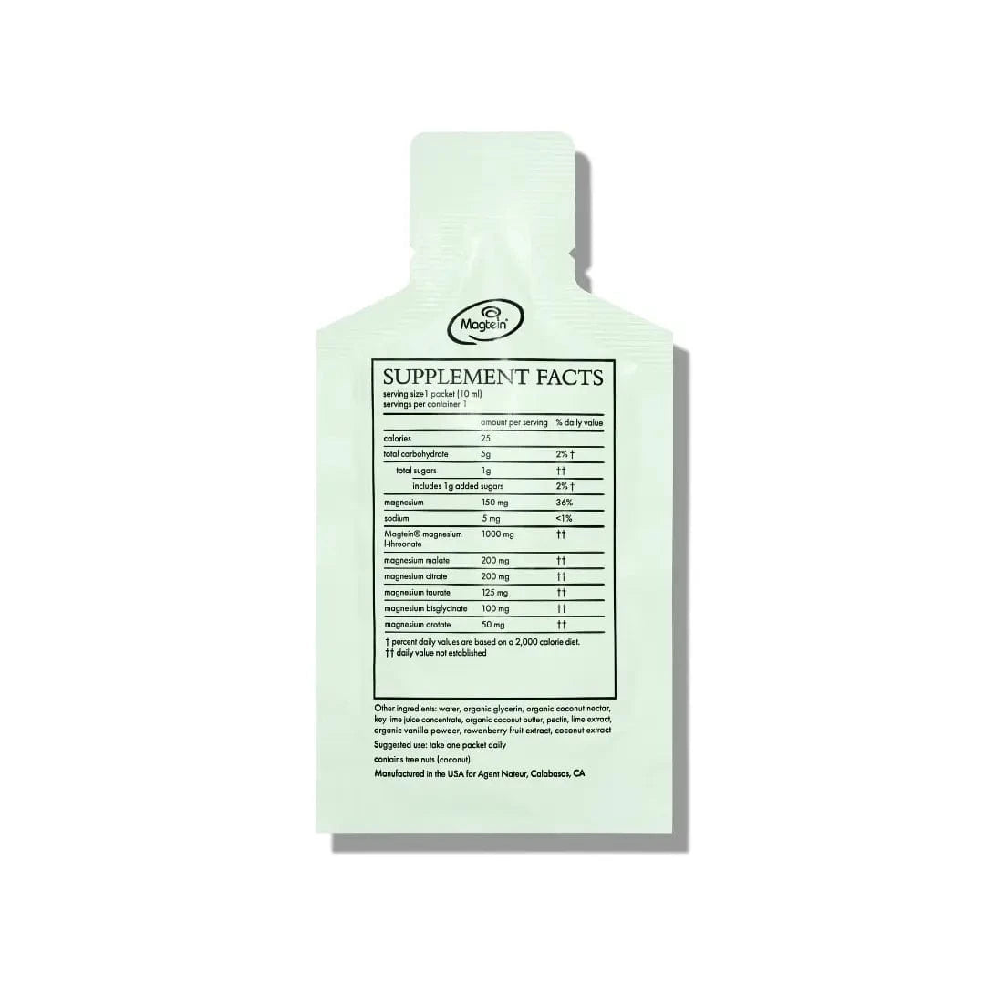 Supplement facts label on a green bottle with a white background