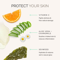 Skincare ingredients with text on a white background
