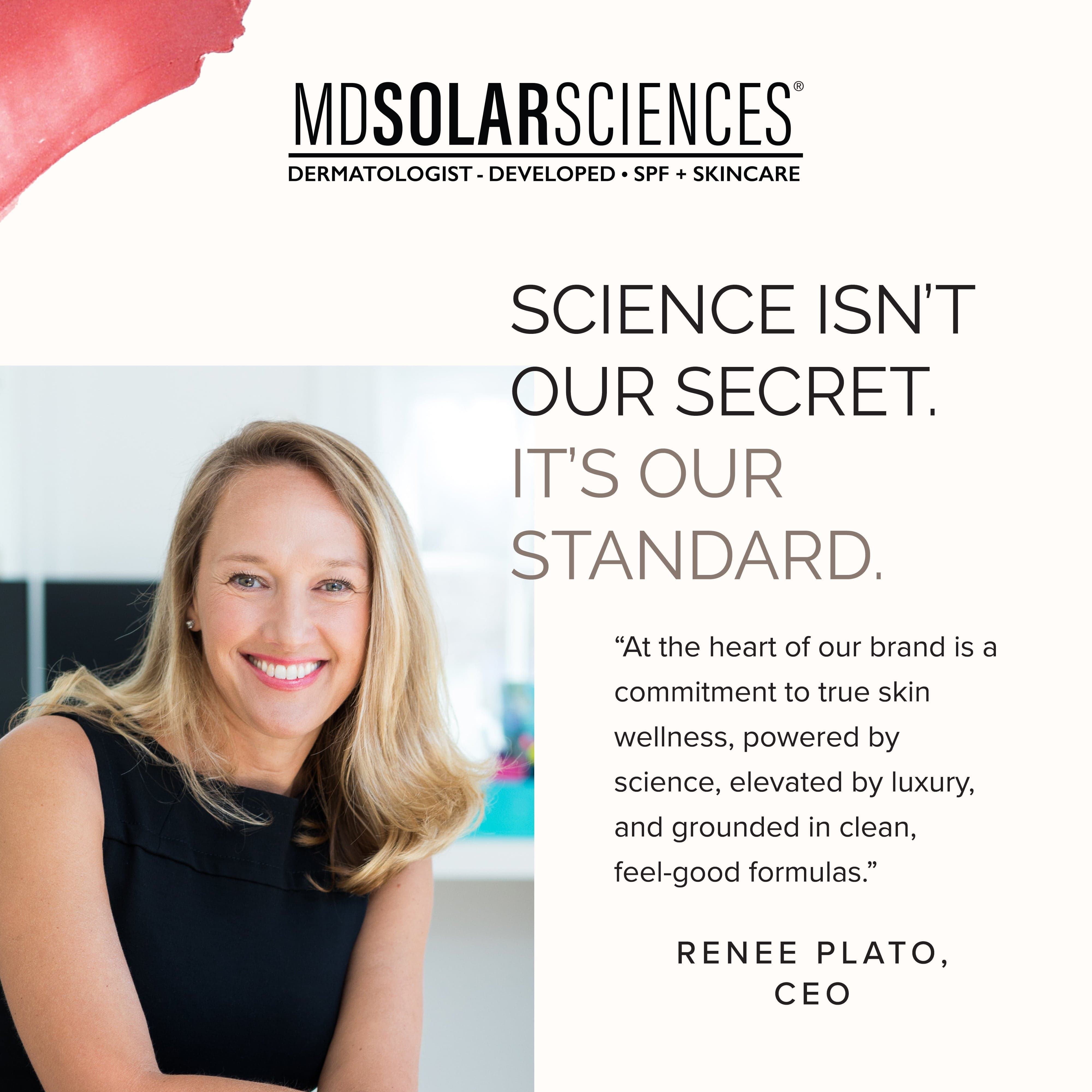 Advertisement for MDSolarSciences featuring CEO