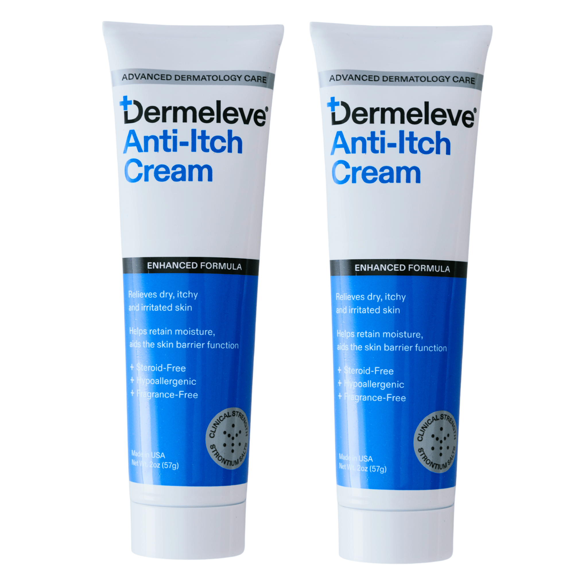 Two tubes of Dermeleve Anti-Itch Cream on a white background 1