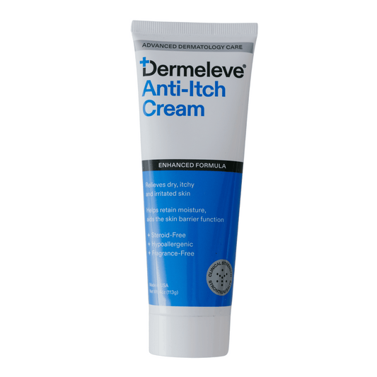 Dermeleve Anti-Itch Cream tube 4 oz. on a white background