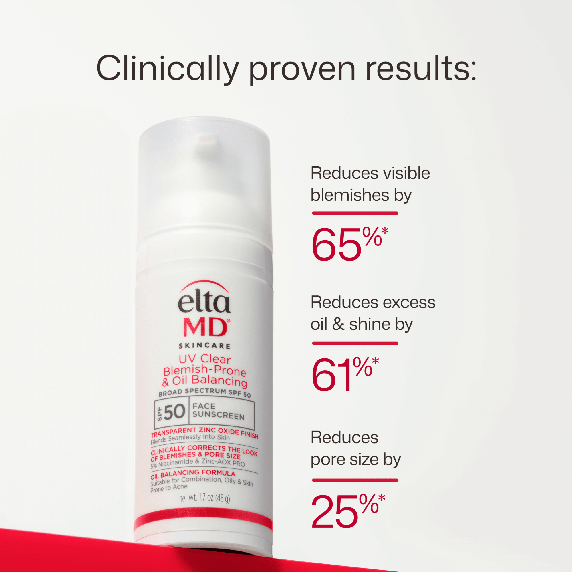 EltaMD UV Clear Acne Blemish-Prone & Oil Balancing SPF 50 lightweight sunscreen designed to protect acne-prone skin while reducing oil and visible blemishes. Available at Exclusive Beauty Club. 