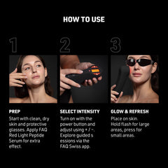 Instructions on how to use a device with images and text on a black background