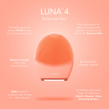 Cargar imagen en el visor de galería, FOREO LUNA 4 Facial Cleansing &amp; Firming Massage Device for Balanced Skin
