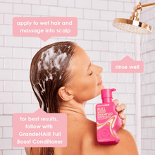 将图片加载到图库查看器，Grande Cosmetics GrandeHAIR Full Booset Shampoo How to use shop at Exclusive Beauty
