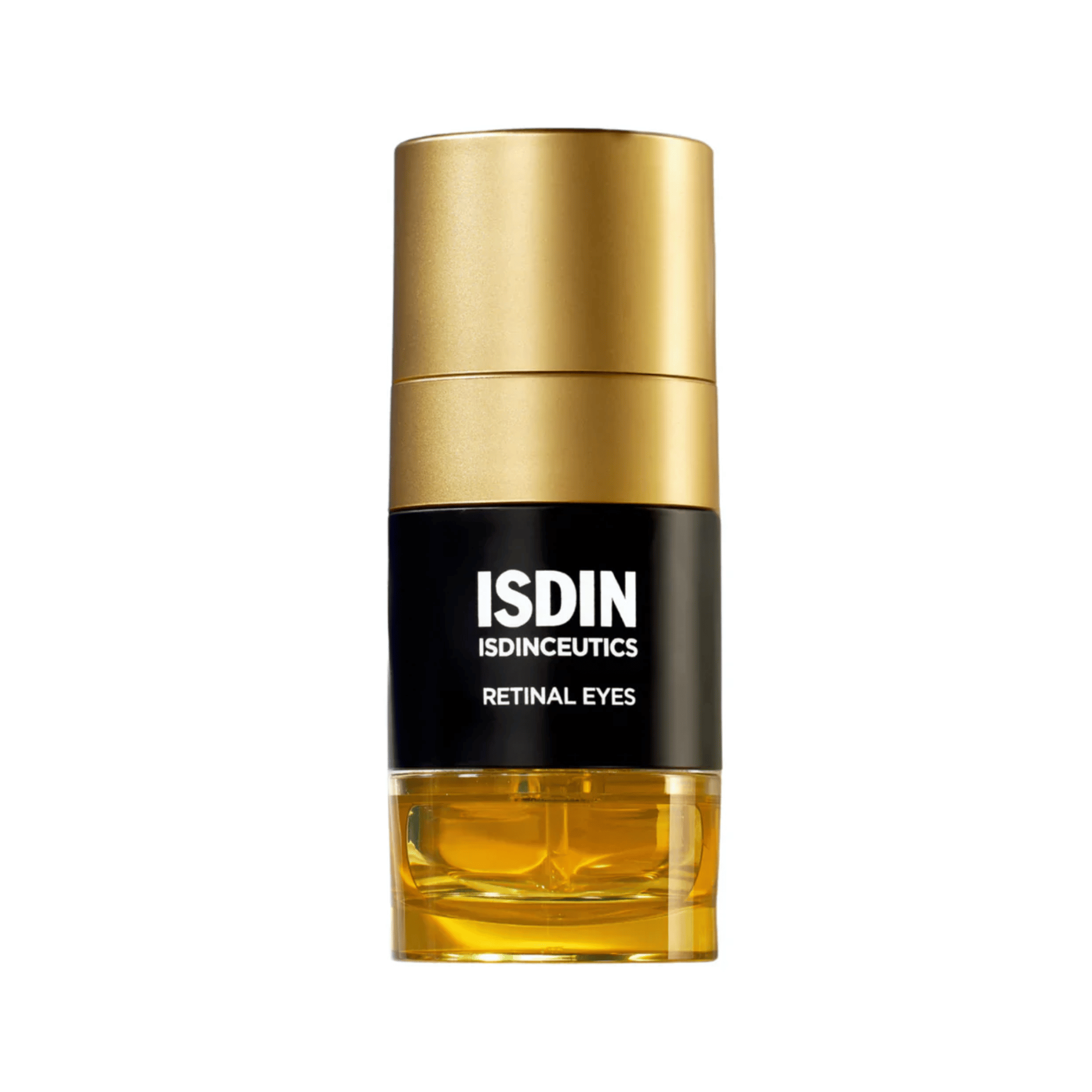ISDIN Isdinceutics Retinal Eyes anti-aging eye serum in glass bottle with dropper for under-eye wrinkles and dark circles. Available at Exclusive Beauty Club.