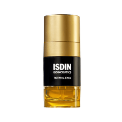 ISDIN Isdinceutics Retinal Eyes anti-aging eye serum in glass bottle with dropper for under-eye wrinkles and dark circles. Available at Exclusive Beauty Club.