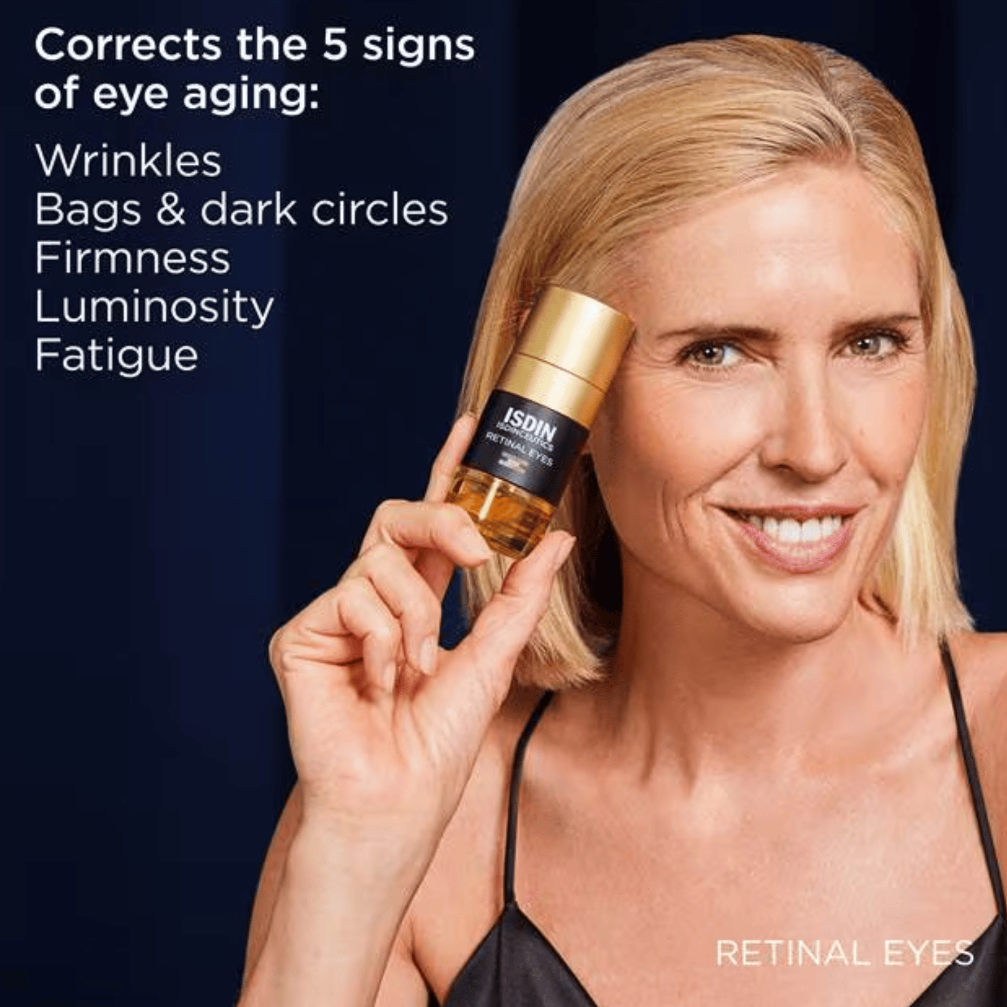 ISDIN Isdinceutics Retinal Eyes anti-aging eye serum for under-eye wrinkles and dark circles. Available at Exclusive Beauty Club.