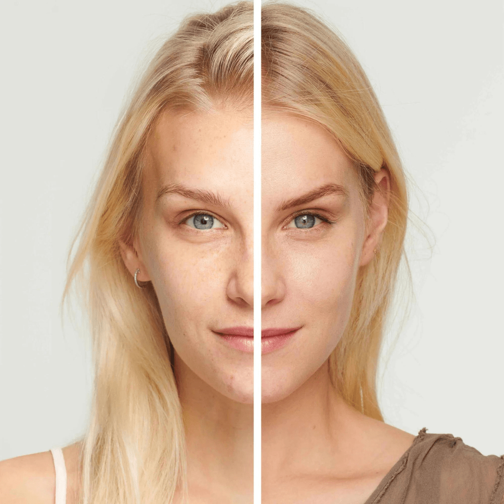 Jane Iredale Beyond Matte Liquid Foundation Before / After Light Warm Shop at Exclusive Beauty