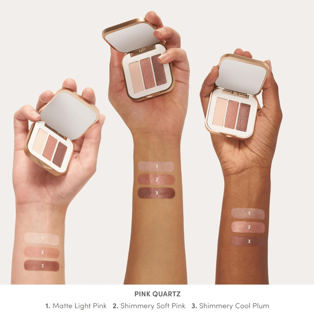 Jane Iredale PurePressed Eyeshadow Trio Pink Quartz Swatches Shop At Exclusive Beauty 4