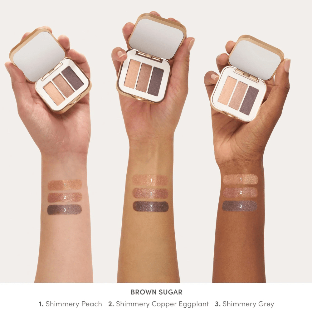 Jane Iredale PurePressed Eyeshadow Trio Brown Sugar Swatches Shop At Exclusive Beauty 3