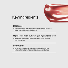 Carregar imagem no visualizador da Galeria, Pavise Lip Defense SPF30 Tinted Lip Oil Key Ingredients Shop at Exclusive Beauty
