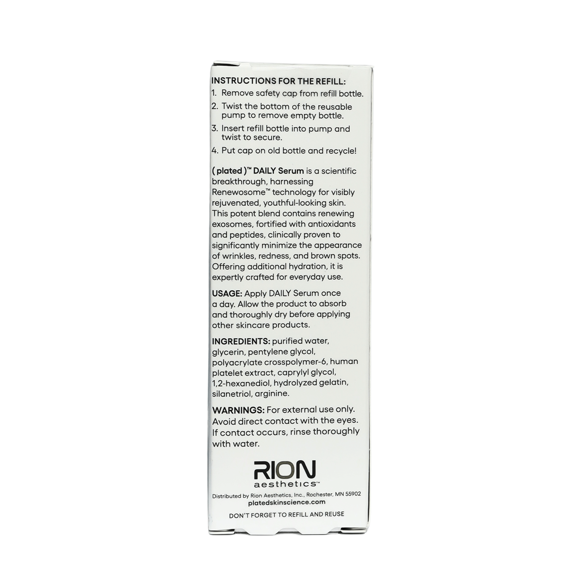 Plated Skin Science DAILY Serum REFILL shop at Exclusive Beauty Club