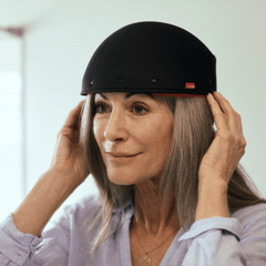 REVIAN Red Hair Growth System LED therapy cap designed to improve hair density and thickness with dual-wavelength light technology. Available at Exclusive Beauty Club.