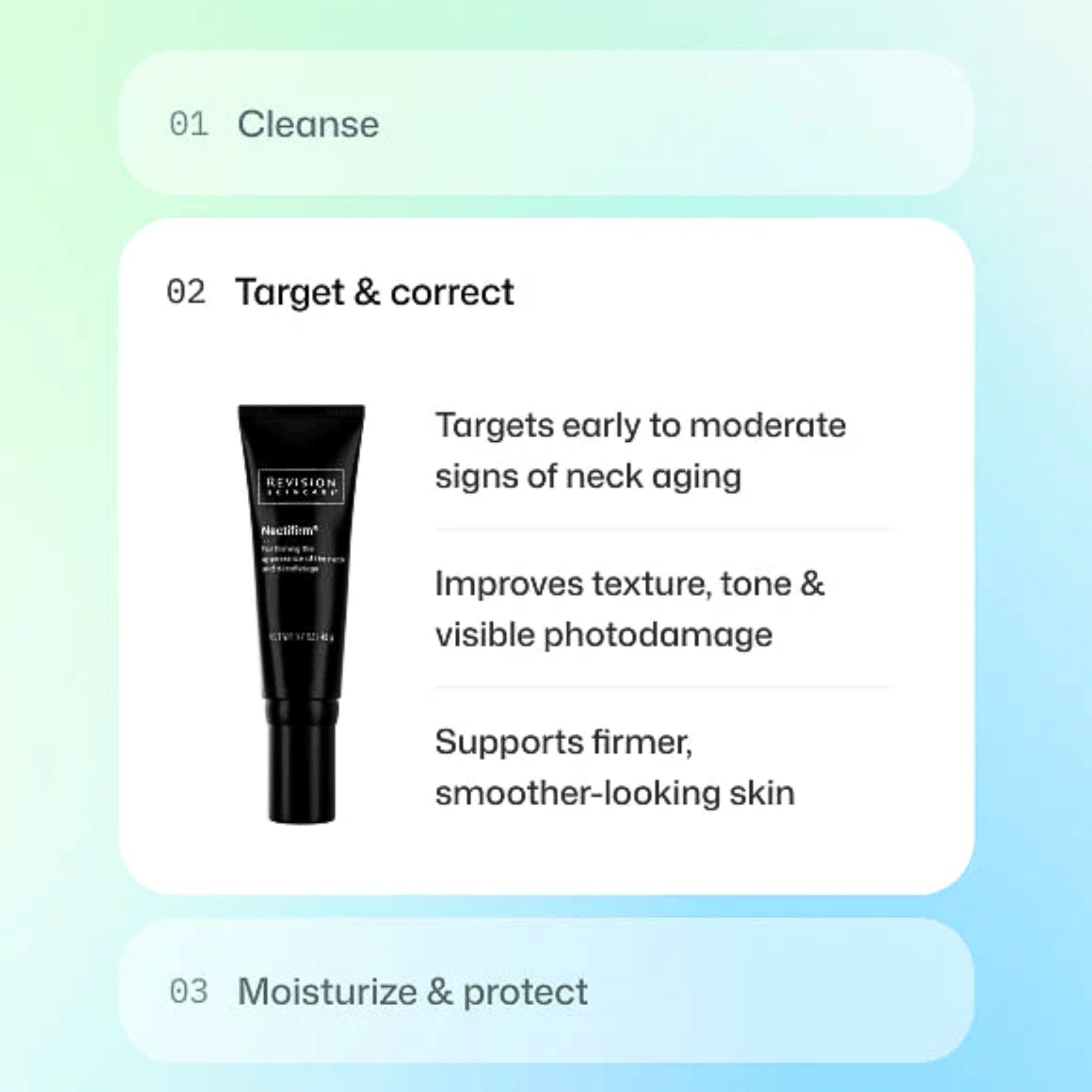 Revision Skincare Nectifirm to Smooth Neck Lines and Wrinkles. Shop now at Exclusive Beauty Club