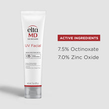 Load image into Gallery viewer, EltaMD UV Facial SPF 35 Face Sunscreen Active Ingredients shop at Exclusive Beauty Club
