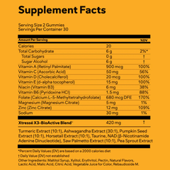 xtresse hair gummies nutrition facts and ingredients