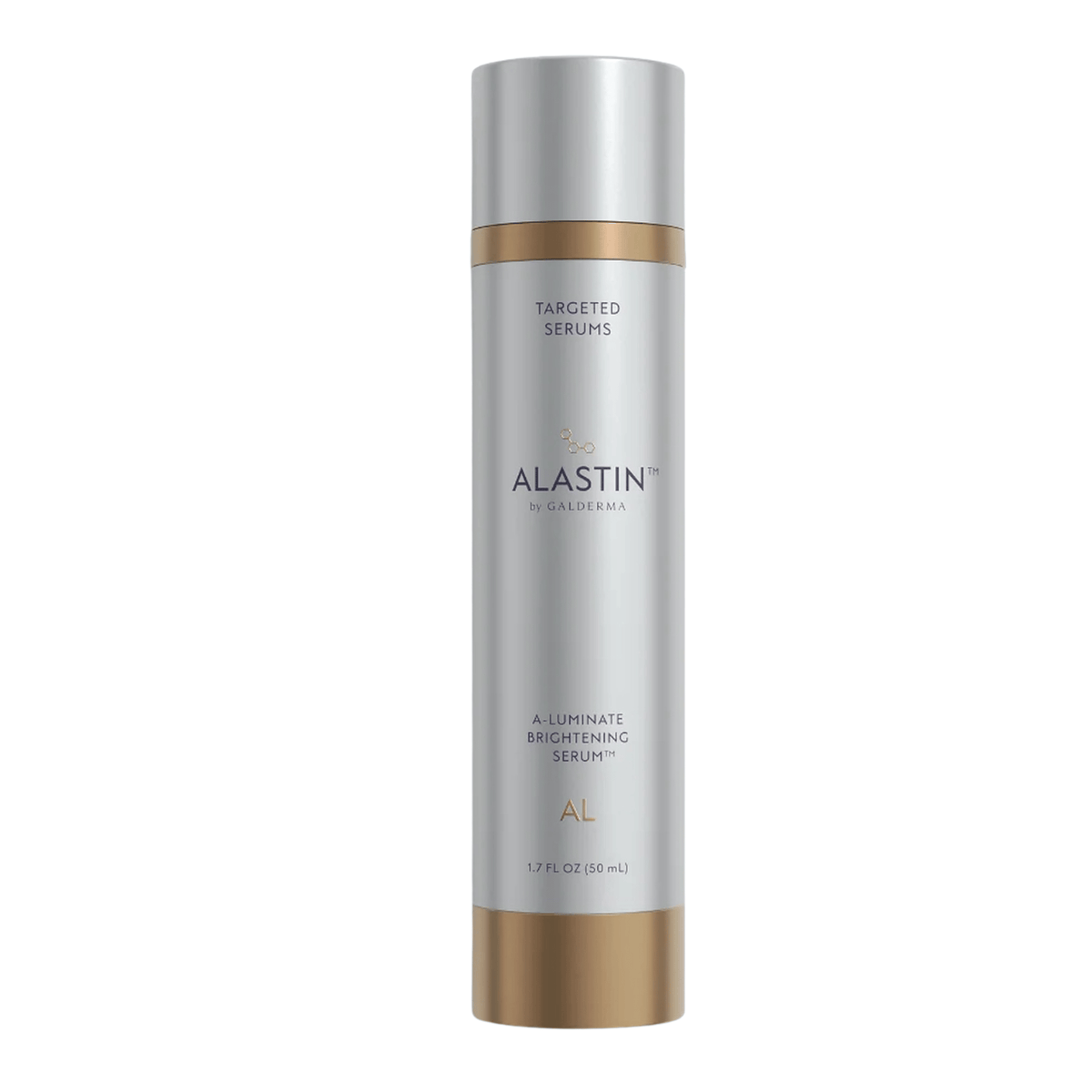 ALASTIN A-Luminate Brightening Serum 1.7 oz bottle in silver and gold packaging