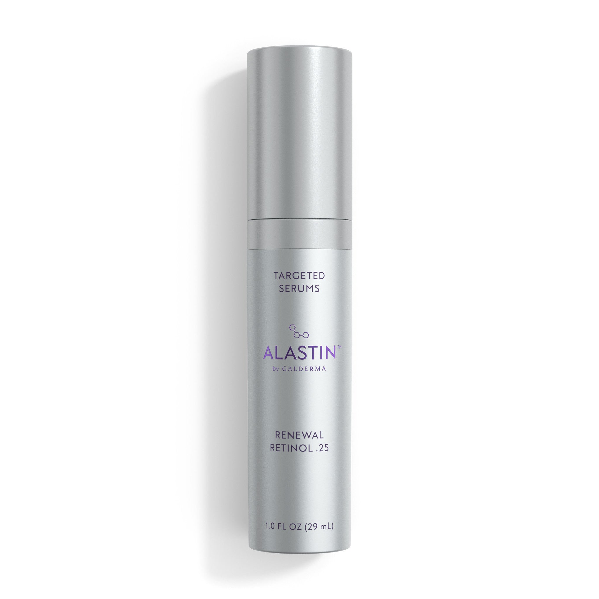 ALASTIN Renewal Retinol .25 1 oz targeted serum in new silver ALASTIN by Galderma packaging on white
