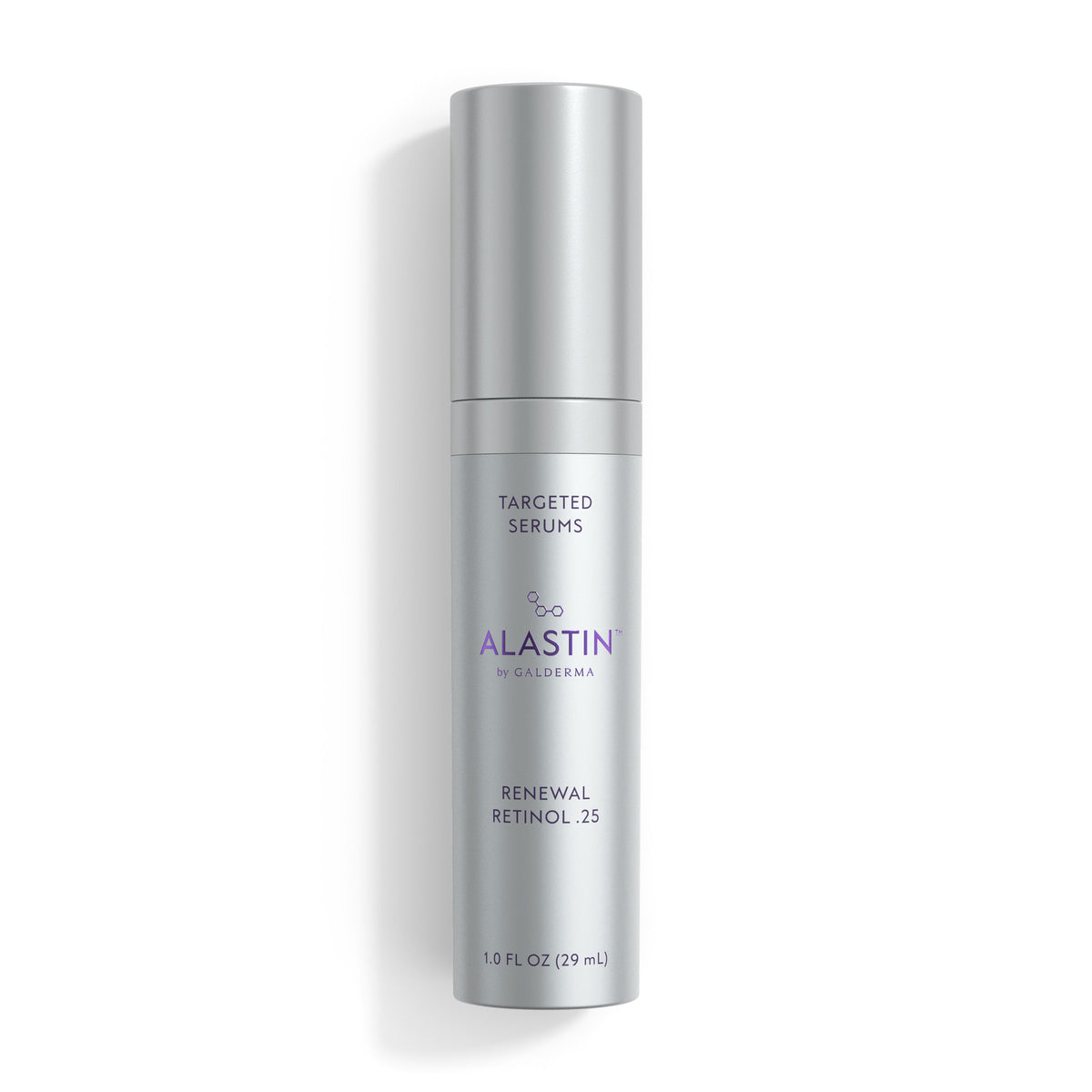 ALASTIN Renewal Retinol .25 1 oz targeted serum in new silver ALASTIN by Galderma packaging on white