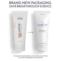 ALASTIN Skincare ReSURFACE Skin Polish classic tube next to new ALASTIN by Galderma packaging