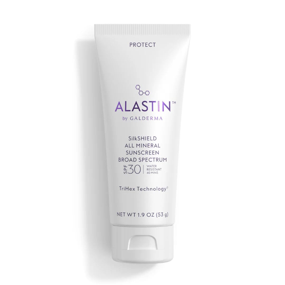 ALASTIN SilkSHIELD All Mineral Sunscreen Broad Spectrum SPF 30 with TriHex Technology 1.9 oz tube on white