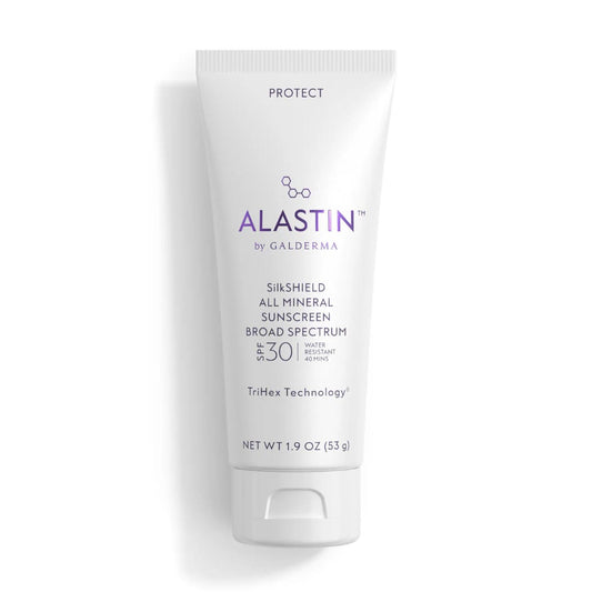 ALASTIN SilkSHIELD All Mineral Sunscreen Broad Spectrum SPF 30 with TriHex Technology 1.9 oz tube on white