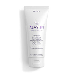 ALASTIN SilkSHIELD All Mineral Sunscreen Broad Spectrum SPF 30 with TriHex Technology 1.9 oz tube on white