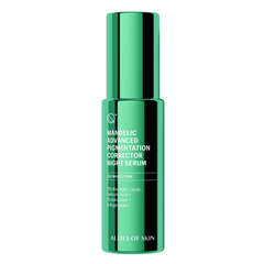 Allies of Skin Mandelic Advanced Pigmentation Corrector Night Serum in green pump bottle