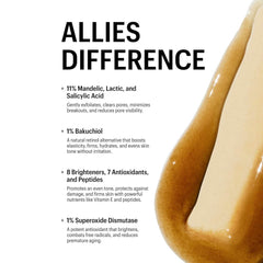 Allies of Skin Mandelic Night Serum texture with mandelic acid bakuchiol and 8 brighteners